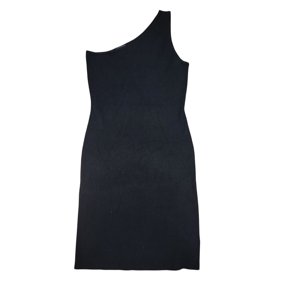 House of Harlow 1960 Black Ribbed One Shoulder Mini Dress Size Medium M